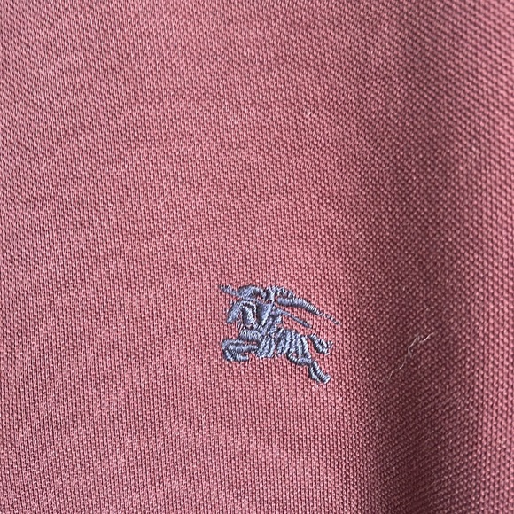 SOLD Burberry Burgundy with Navy trim Men’s Polo Shirt - Picture 3 of 3